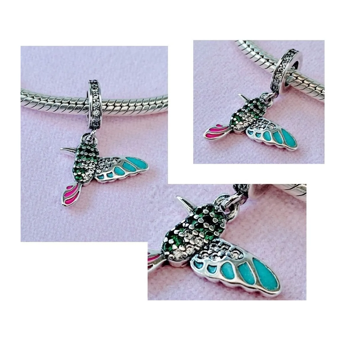 Charm Dije Plata 925 Colibri Picaflor Una Cara-2