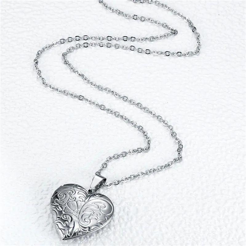 Collar Relicario Corazon Vintage Acero Plateado-2