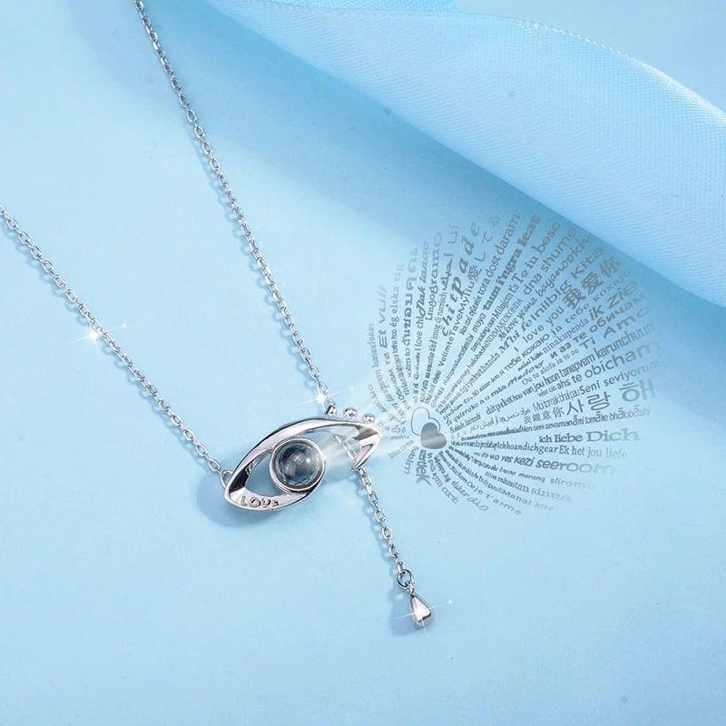 Collar Ojo Te Amo en 100 Idiomas Plateado-4