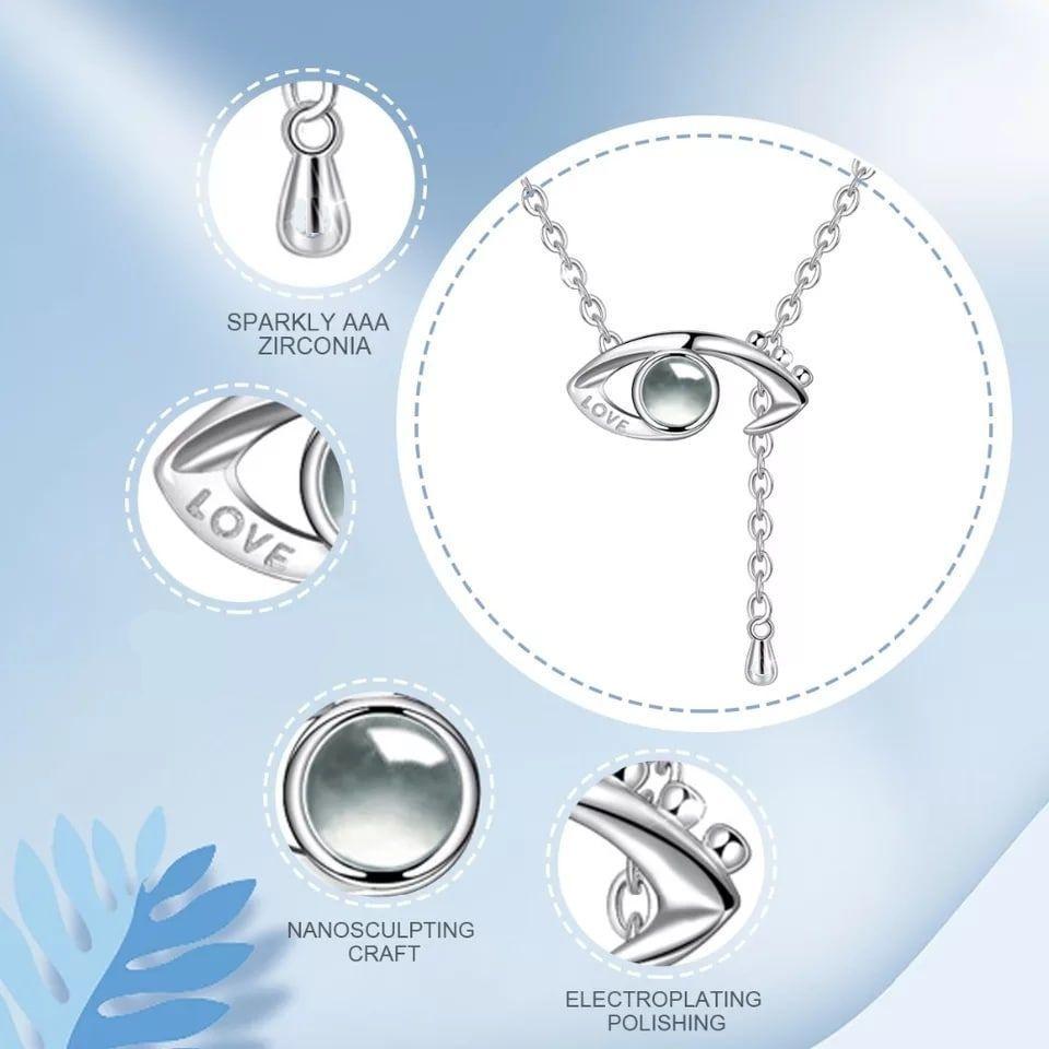 Collar Ojo Te Amo en 100 Idiomas Plateado-5