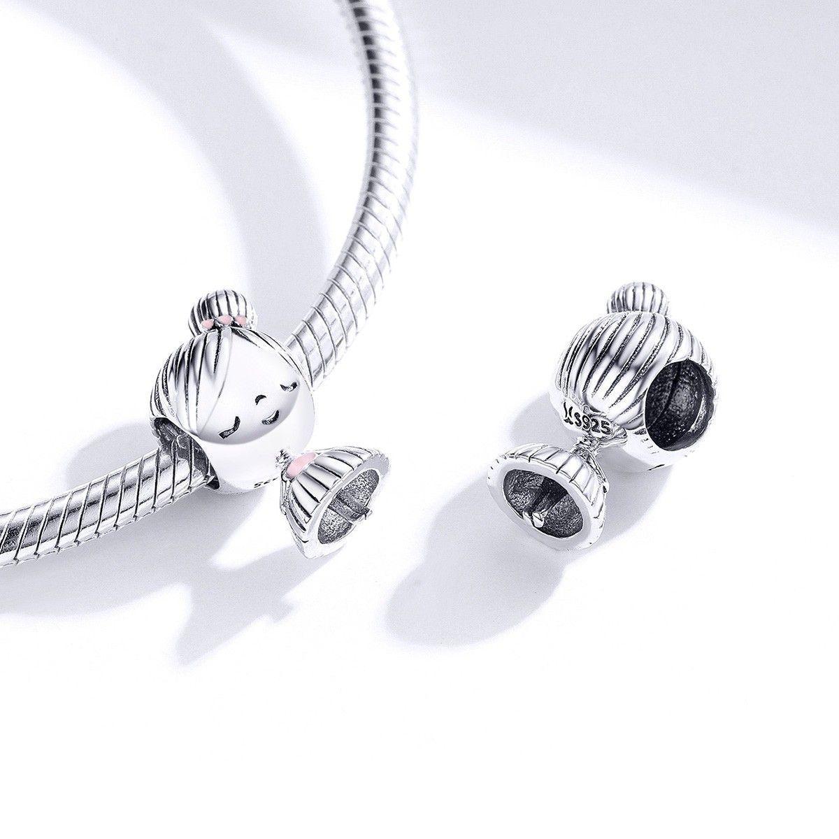 Charm Dije Plata 925 Niña con Moño -3