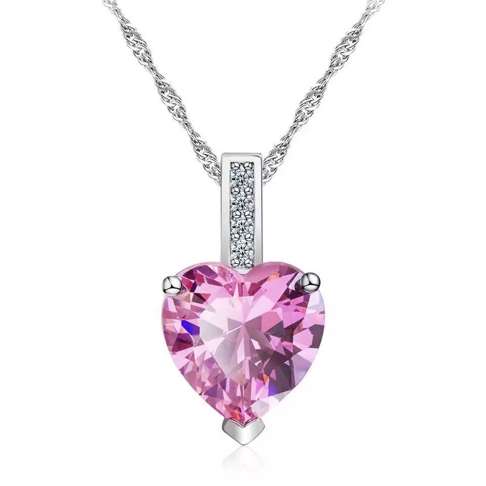 Collar Corazon Cristal Rosa Circones-0