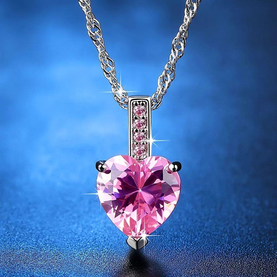 Collar Corazon Cristal Rosa Circones-2