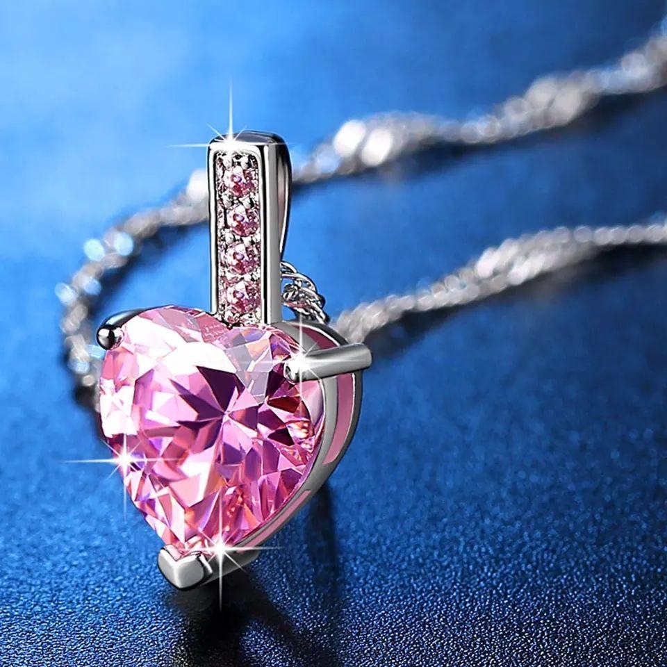 Collar Corazon Cristal Rosa Circones-4