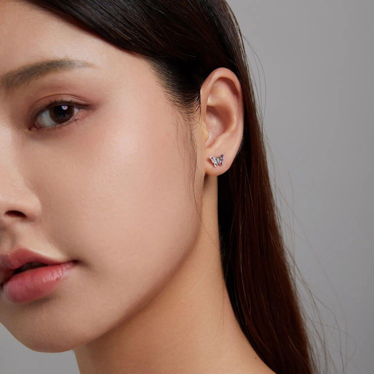 Aros Plata 925 Mini Mariposa Multicolor-4