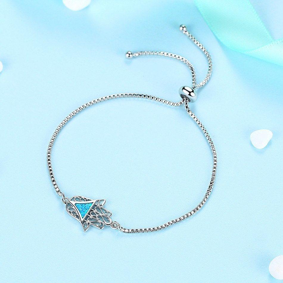 Pulsera Mano de Fatima Opal Baño Plata 925-3