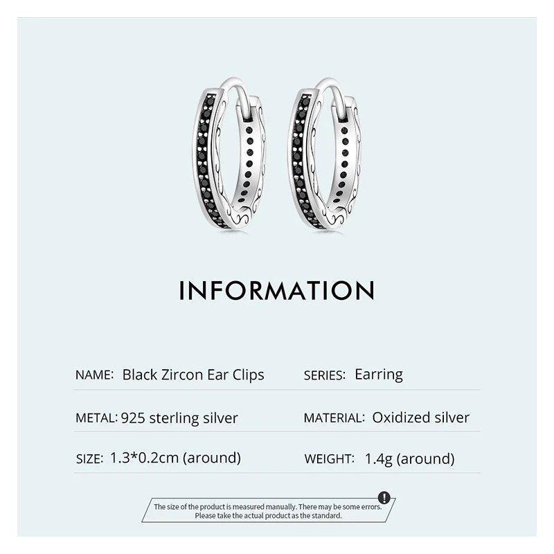 Aros Plata 925 Argollas Huggies Circones Negros-7