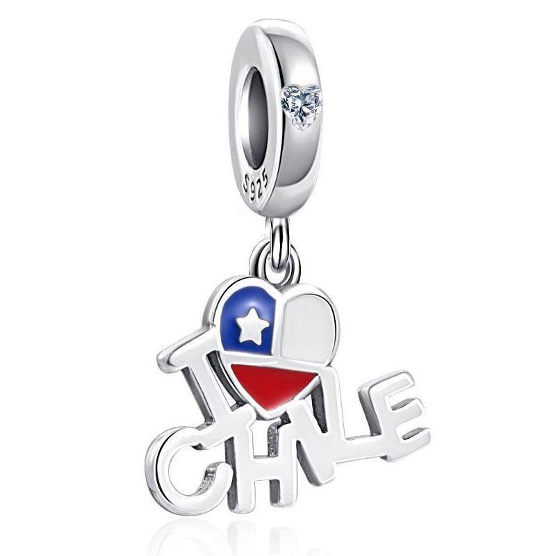 Charm Dije Plata 925 Amo a Chile-0