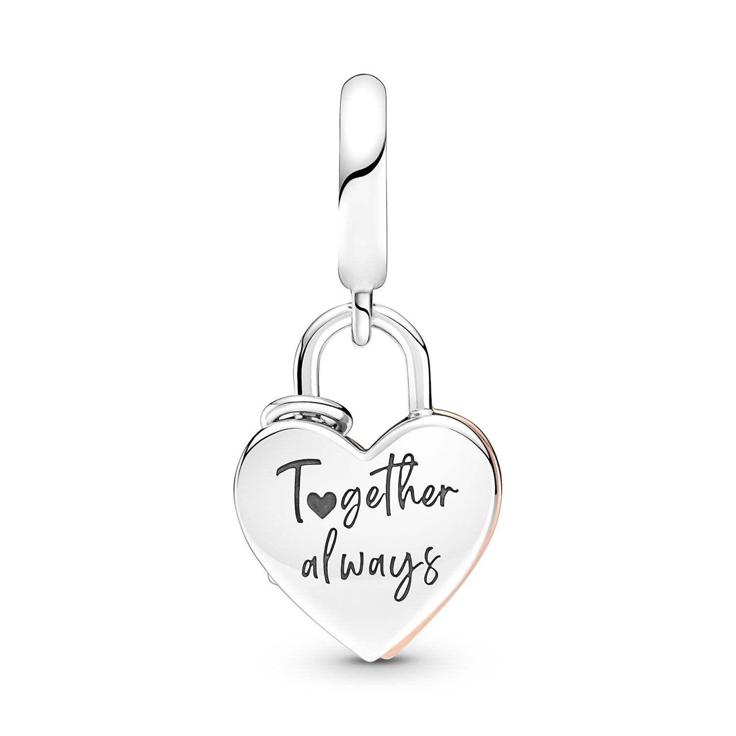 Charm Dije Plata 925 Colgante Doble Candado Corazon -1