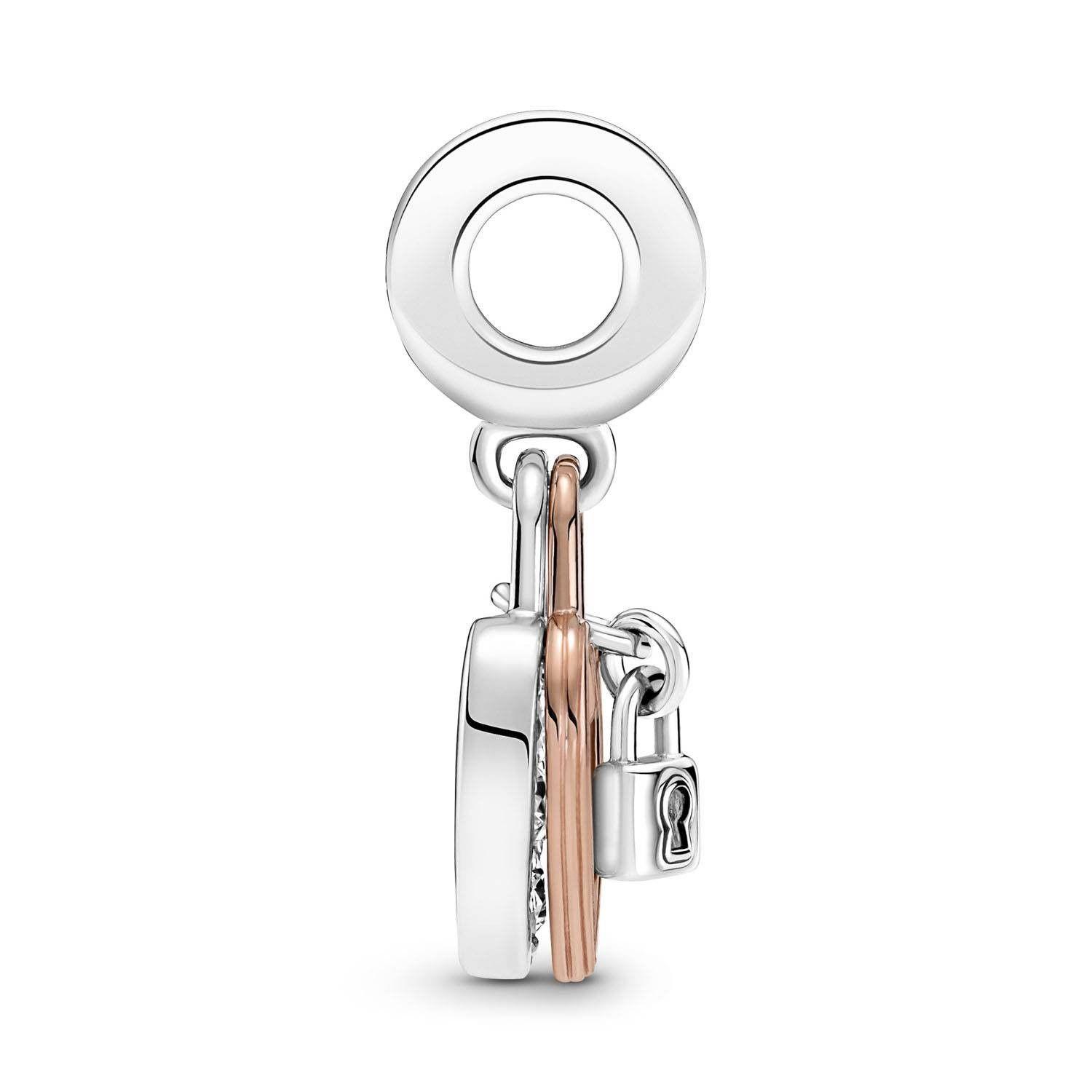 Charm Dije Plata 925 Colgante Doble Candado Corazon -2