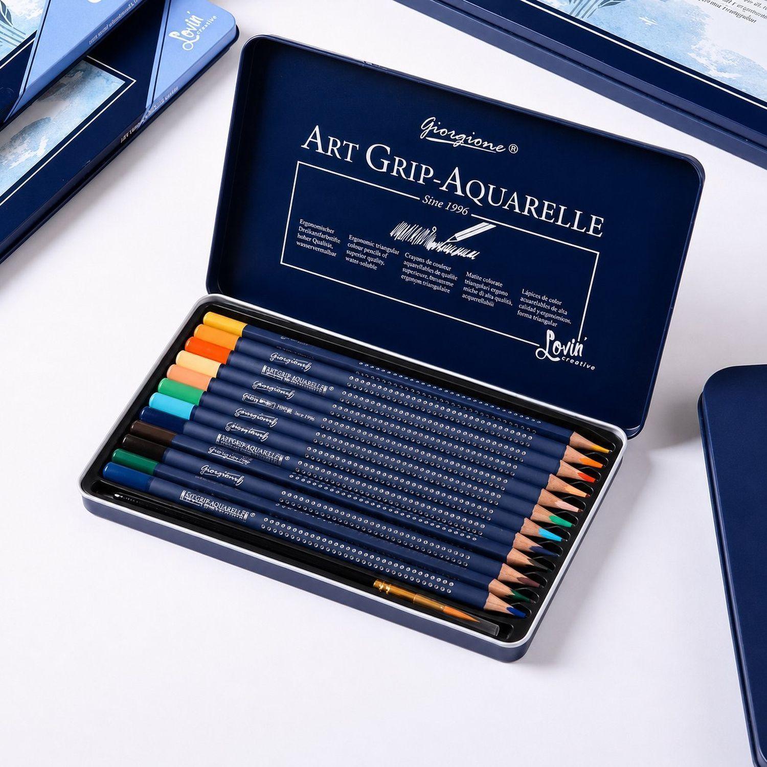 Lápices Acuarelables Giorgione Art Grip 12 Colores + Pincel-0