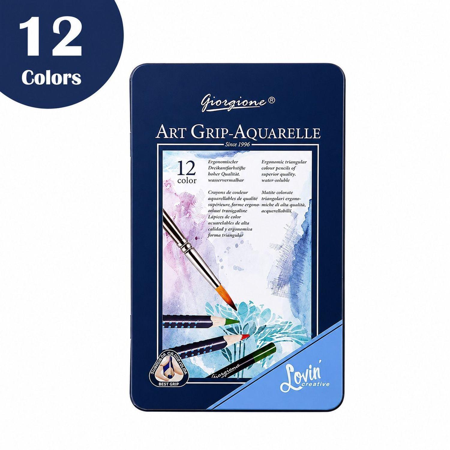Lápices Acuarelables Giorgione Art Grip 12 Colores + Pincel-1