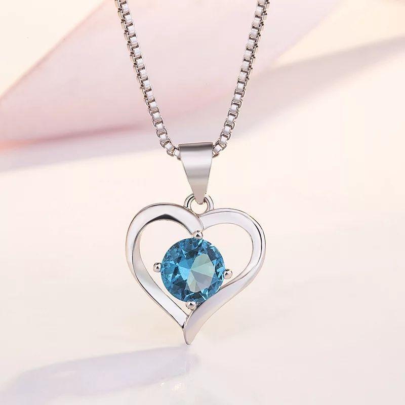 Collar Corazon Elegante Azul-2