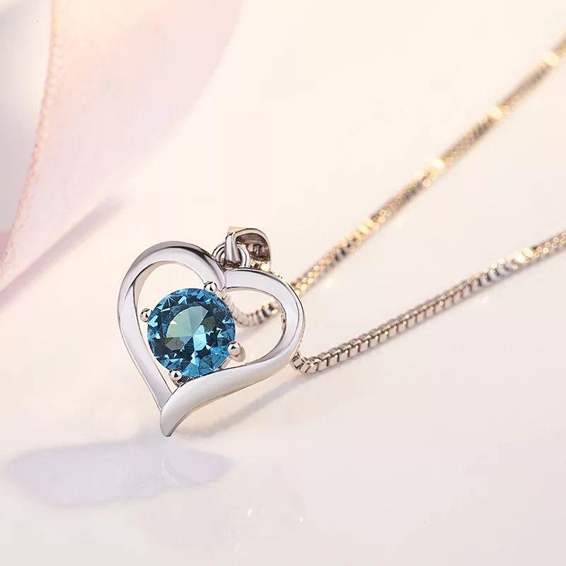 Collar Corazon Elegante Azul-3