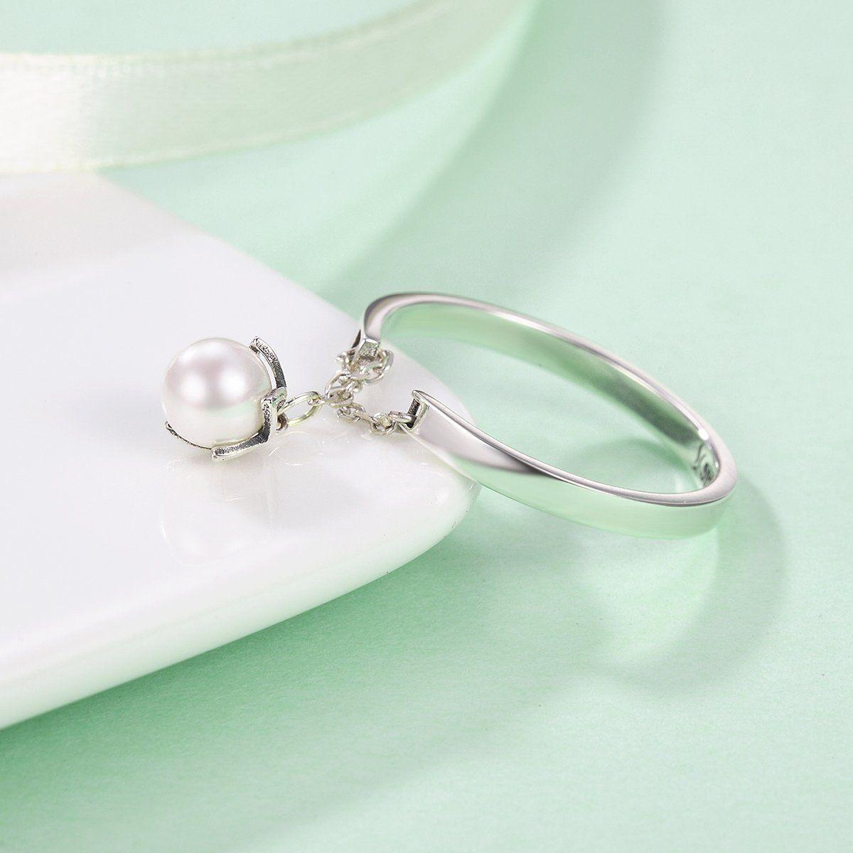 Anillo Plata 925 Flor y Perla Ajustable -3