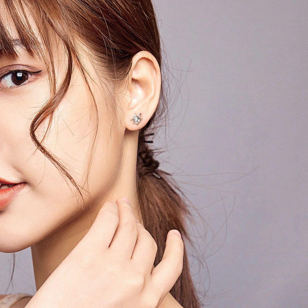 Aros Plata 925 Tortuga Marina Celeste-6