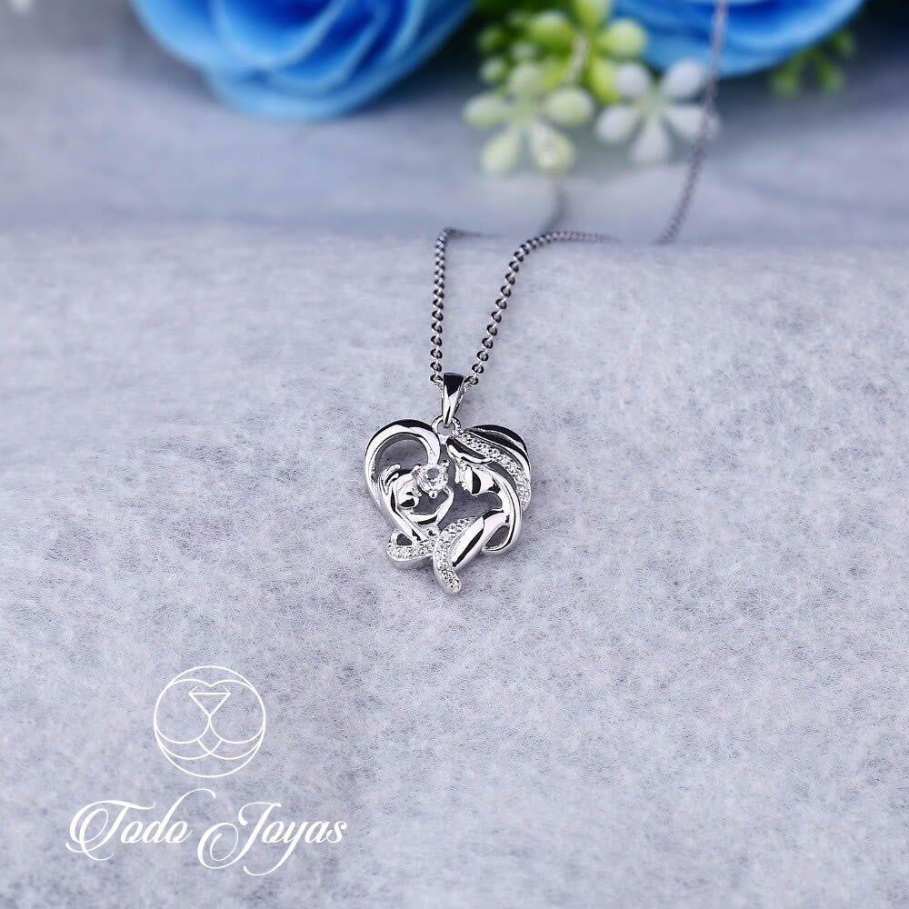 Collar Mama y Bebe Amor Madre Plateado-4