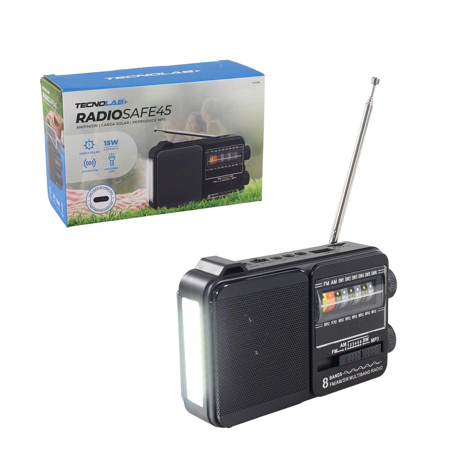 Radio Portátil Solar AM FM SW LED 15W TL653BK Tecnolab Negro-4