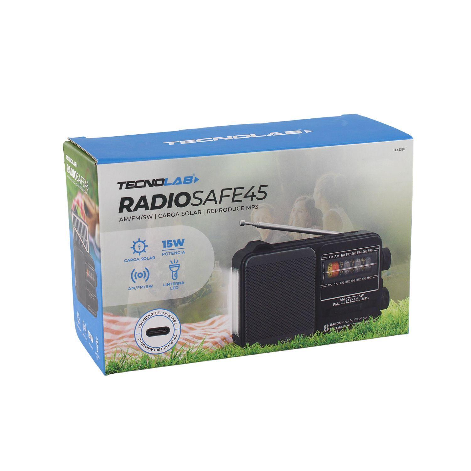 Radio Portátil Solar AM FM SW LED 15W TL653BK Tecnolab Negro-5