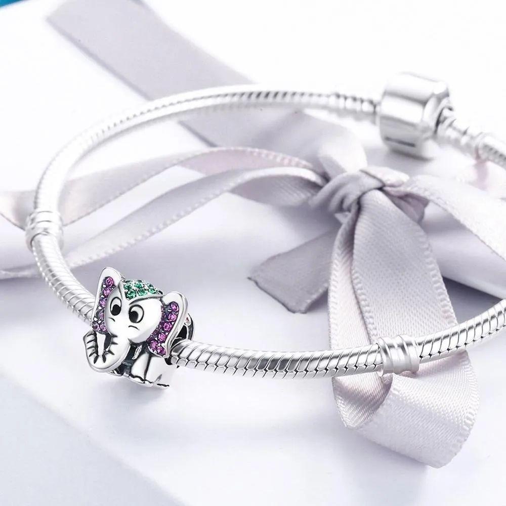 Charm Dije Plata 925 Elefante Circones Colores-3