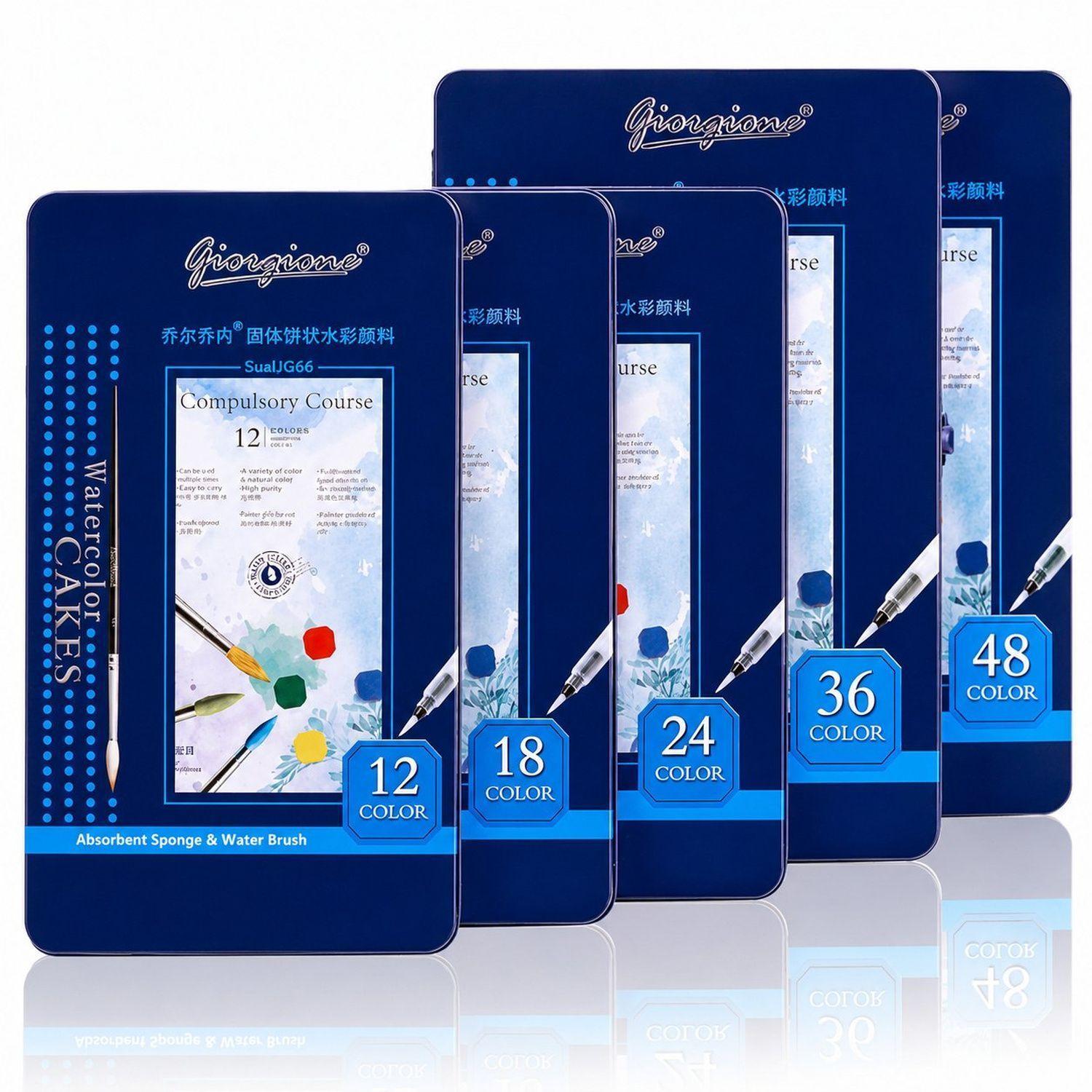 Set 12 Acuarelas Pastilla Giorgione G-900 + Pincel de Agua-3