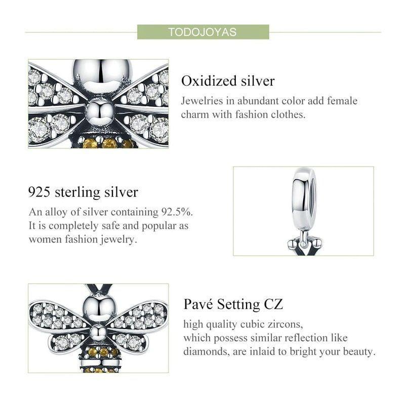 Charm Dije Plata 925 Abeja -5