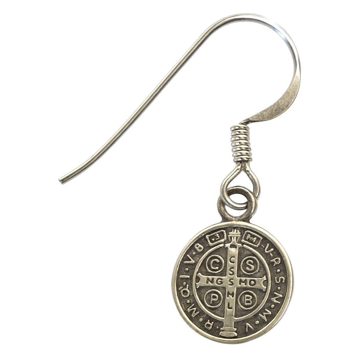 Aros Plata 925 Colgante San Benito Protector Medalla-2