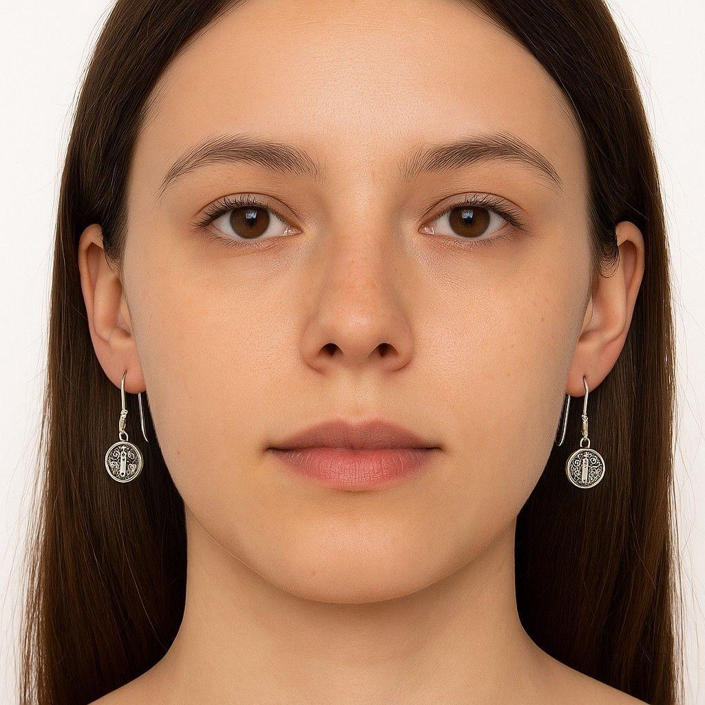 Aros Plata 925 Colgante San Benito Protector Medalla-5