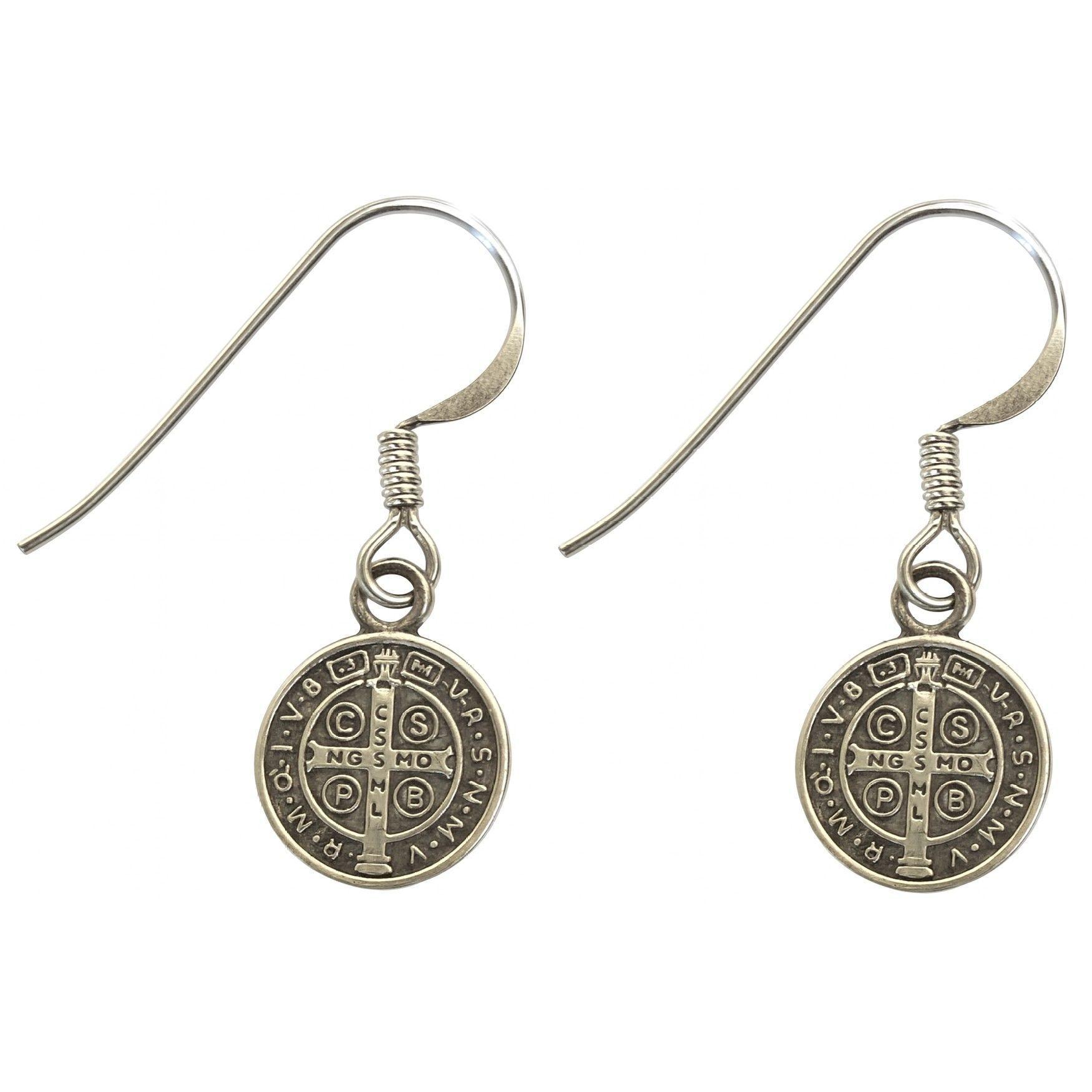 Aros Plata 925 Colgante San Benito Protector Medalla-6