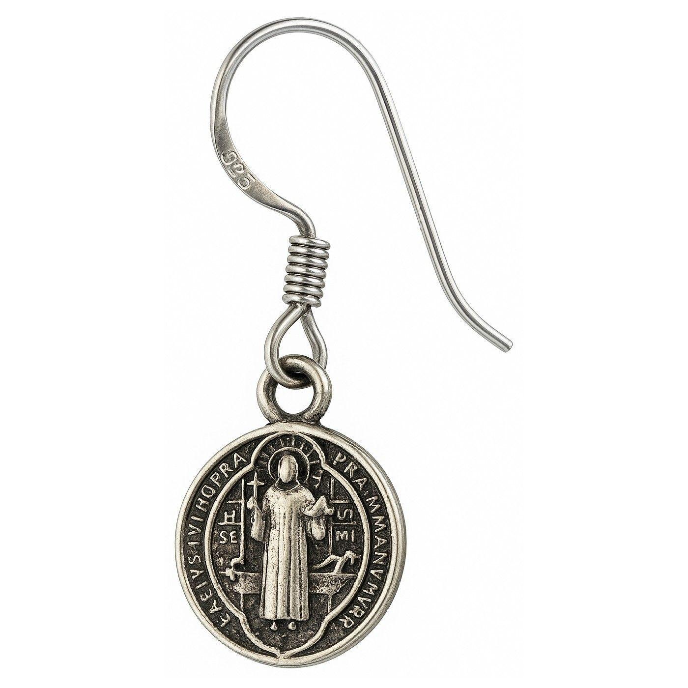 Aros Plata 925 Colgante San Benito Protector Medalla-7