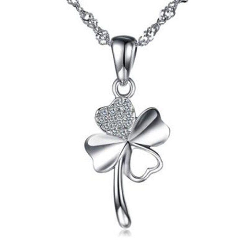 Collar Trebol de La Suerte Circones Plateado-0