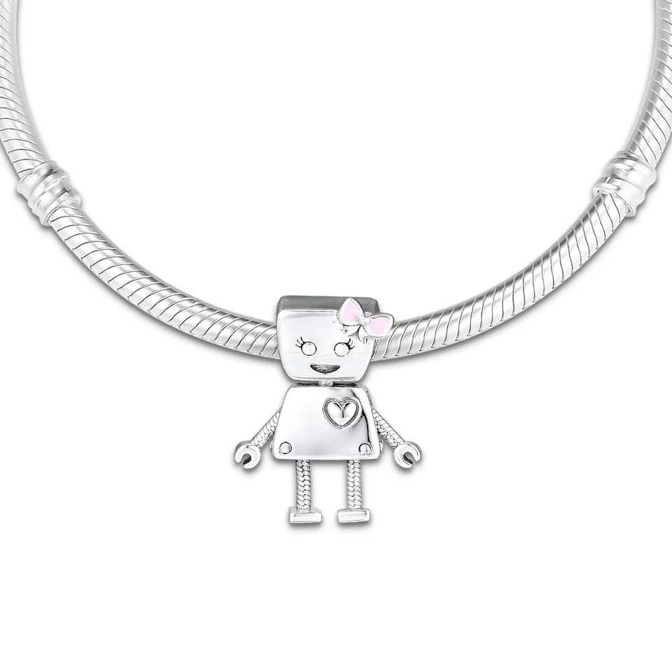 Charm Dije Plata 925 Bot Mujer Robot-2