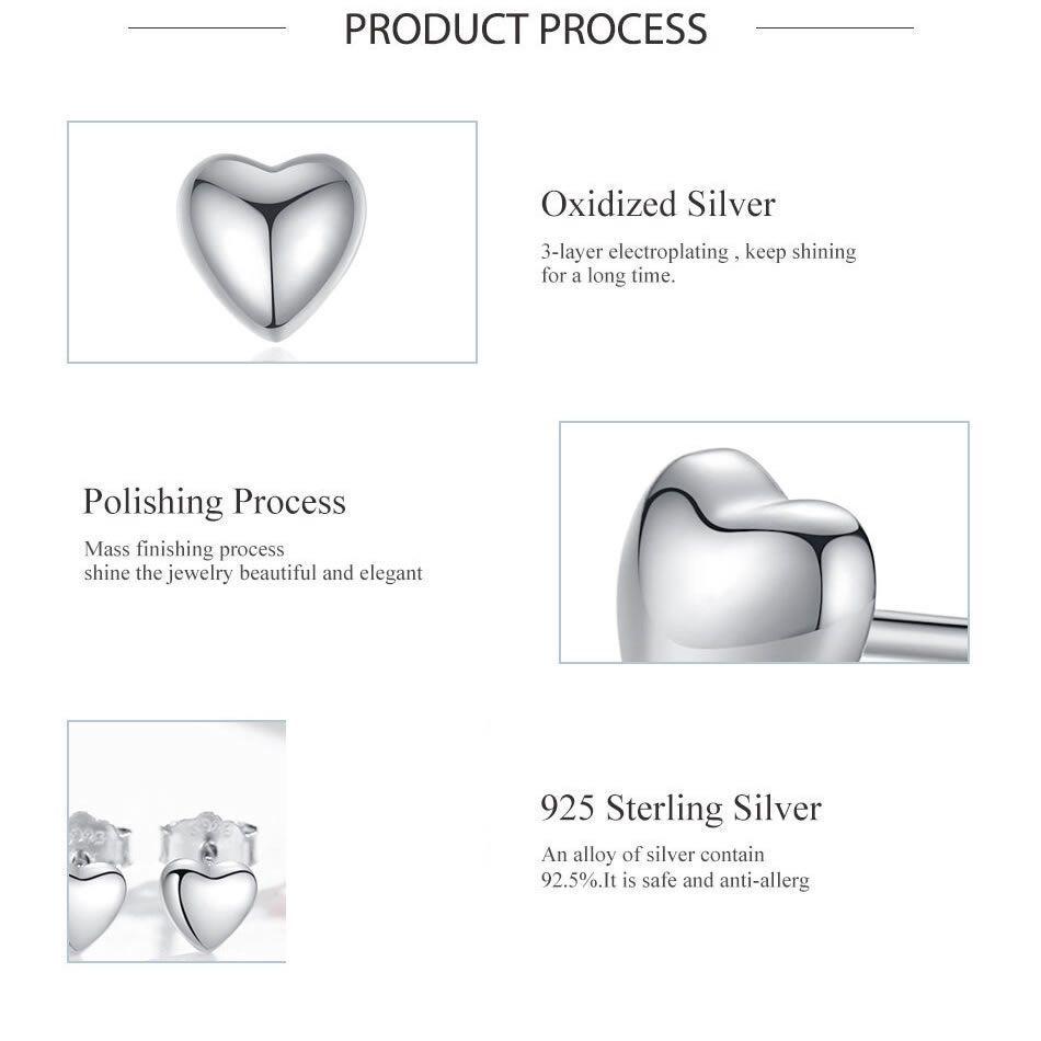 Aros Corazon Plateado Plata 925-1