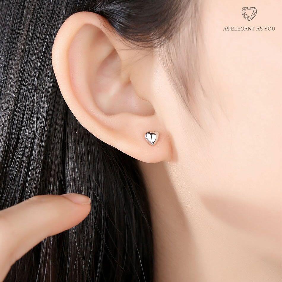 Aros Corazon Plateado Plata 925-3