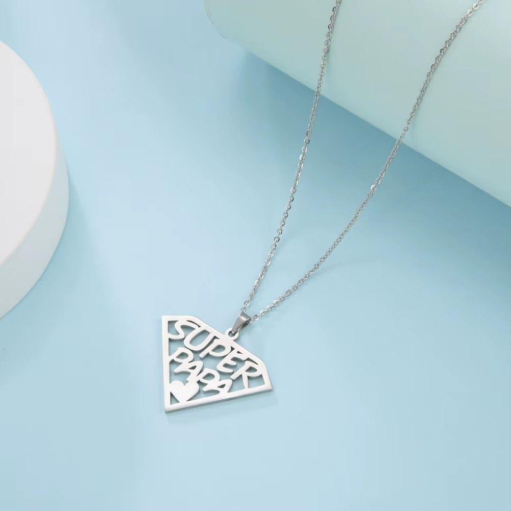 Collar Super Papa Acero Plateado-2