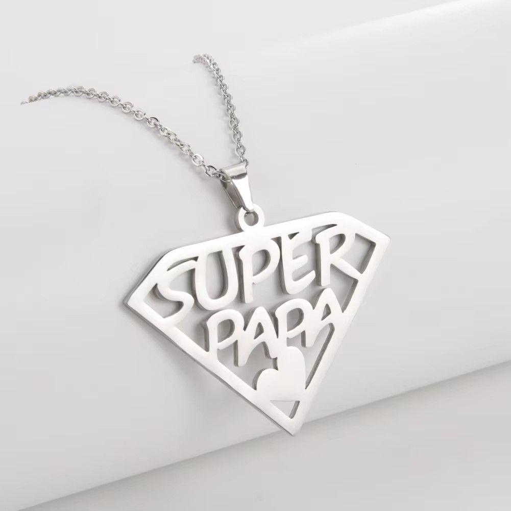 Collar Super Papa Acero Plateado-3