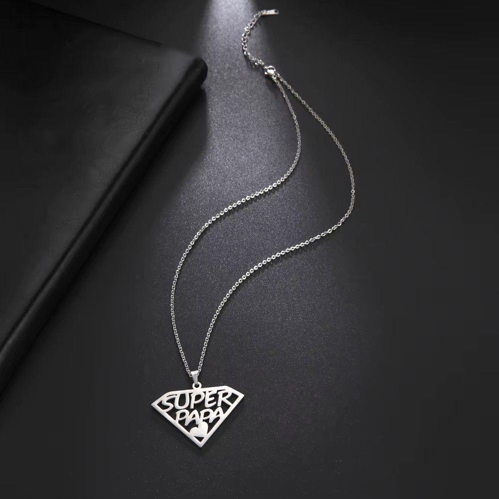 Collar Super Papa Acero Plateado-4