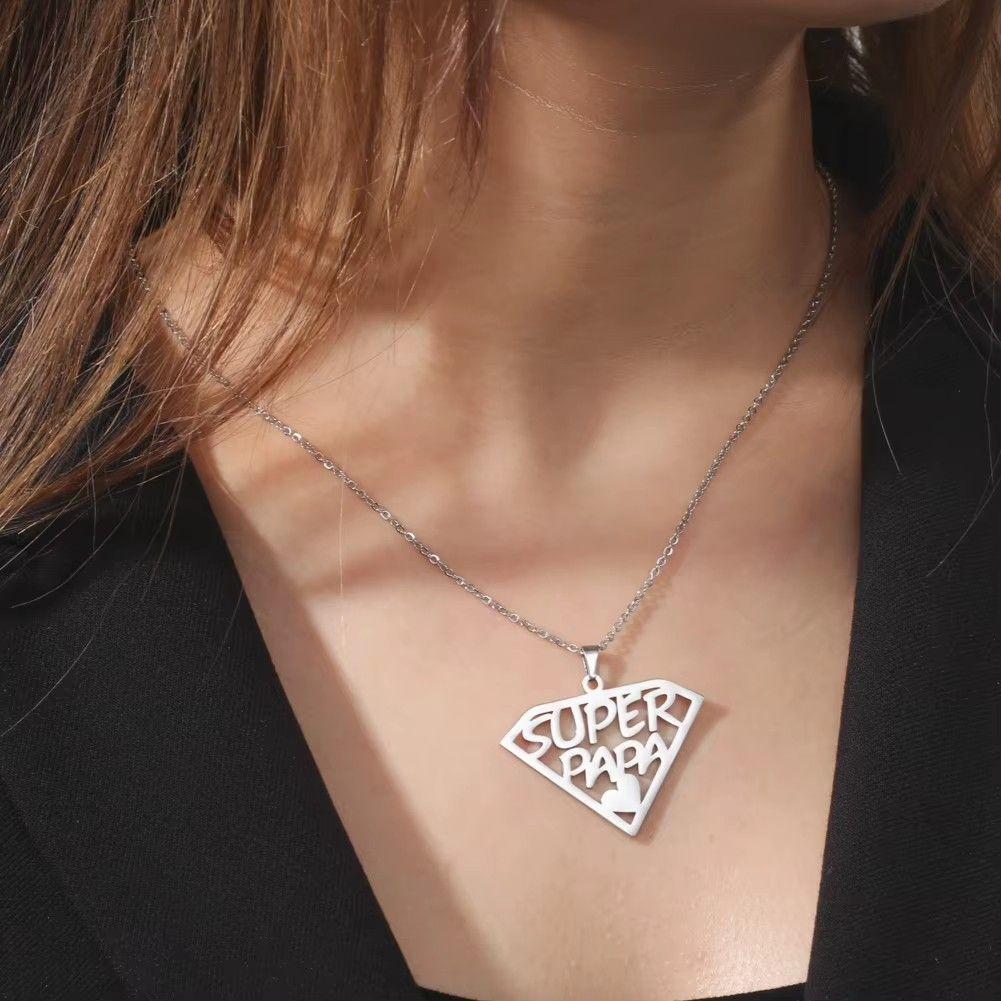 Collar Super Papa Acero Plateado-6