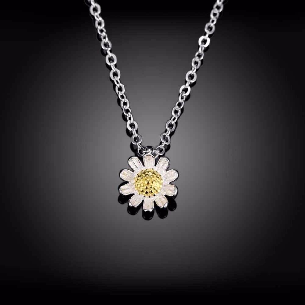Collar Plata Fina 925 Flor de Camomila-3