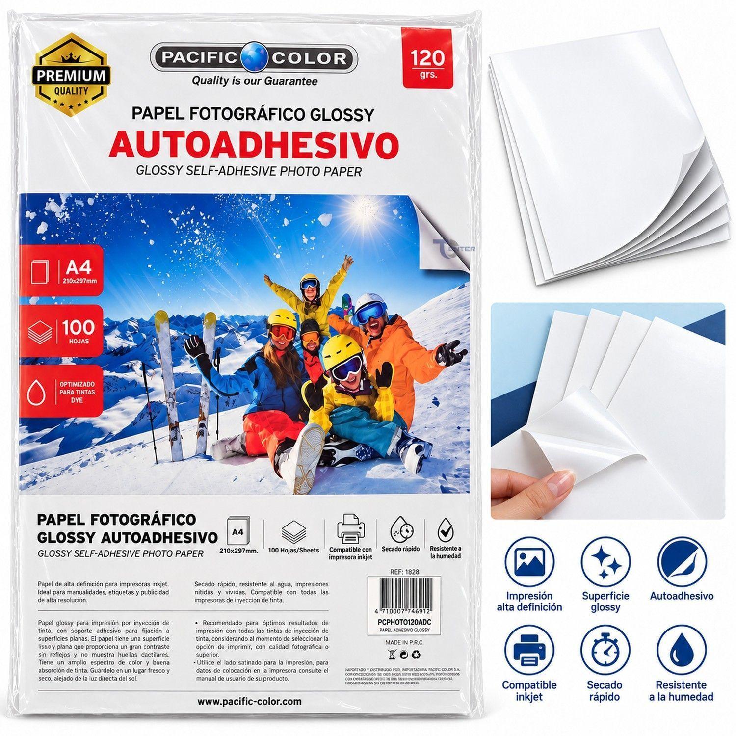 Papel Fotográfico Adhesivo Pacific Color A4 120gr 100 Hojas-3