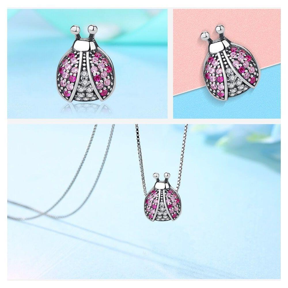 Charm Dije Plata 925 Mariquita Rosada-2