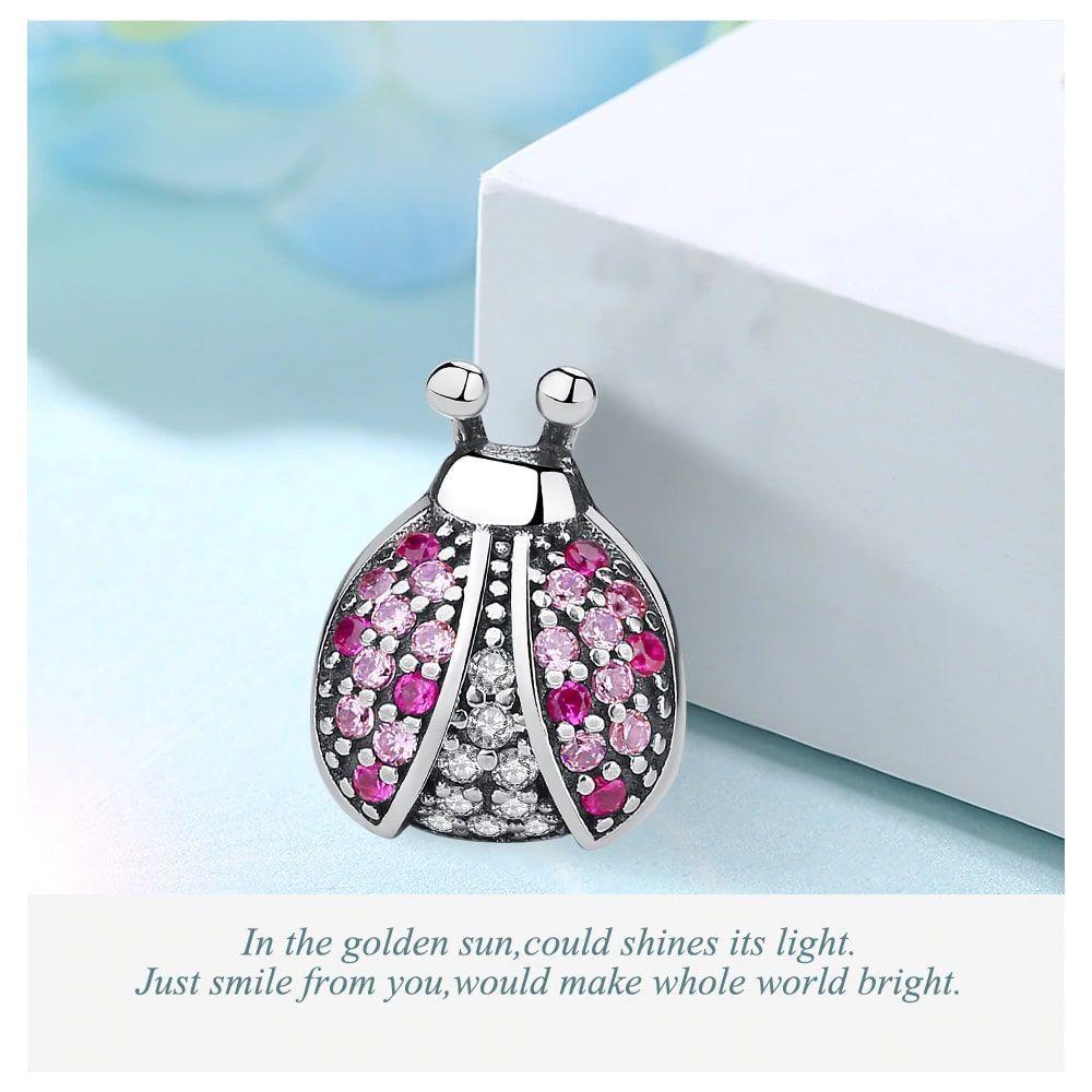 Charm Dije Plata 925 Mariquita Rosada-5