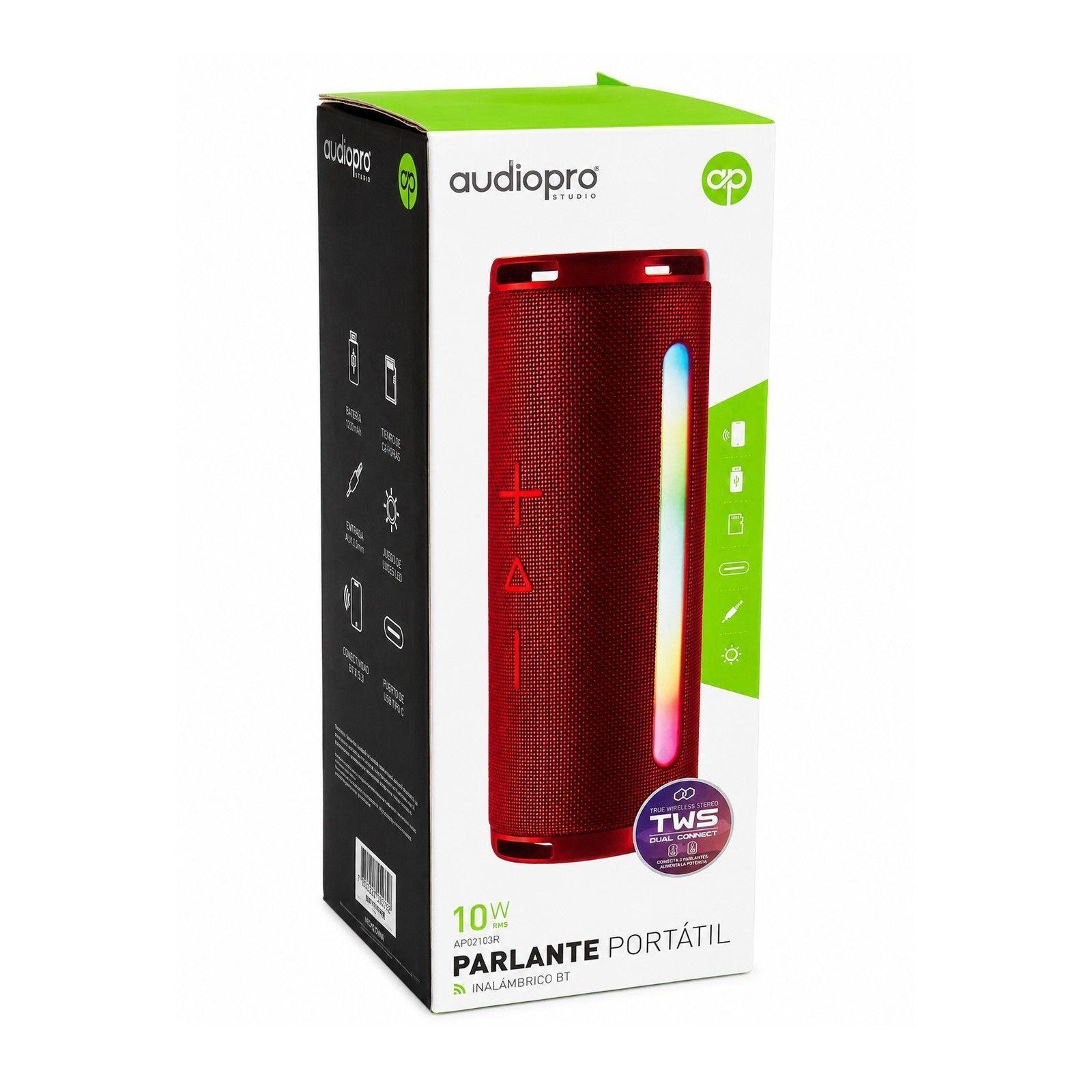 Parlante BT Audiopro 10w Inalámbrico TWS AP02103R Rojo-1