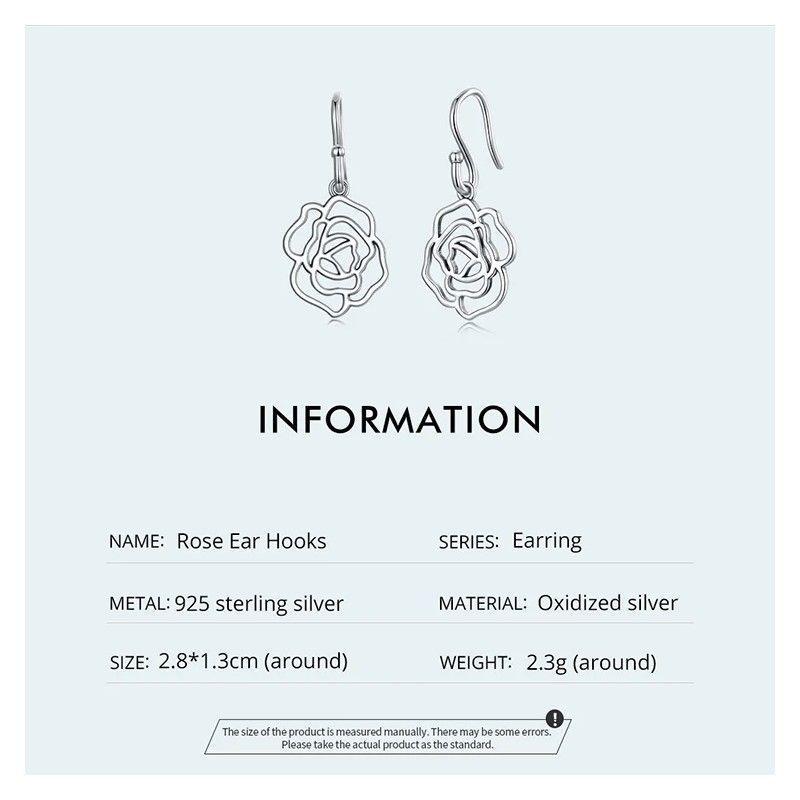 Aros Plata 925 Rosa Colgante Plateada-6