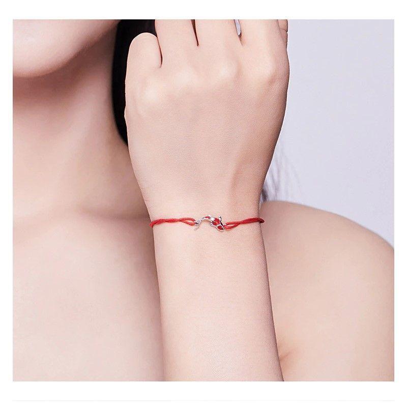 Pulsera Plata 925 Hilo Rojo Pez de la Suerte-5