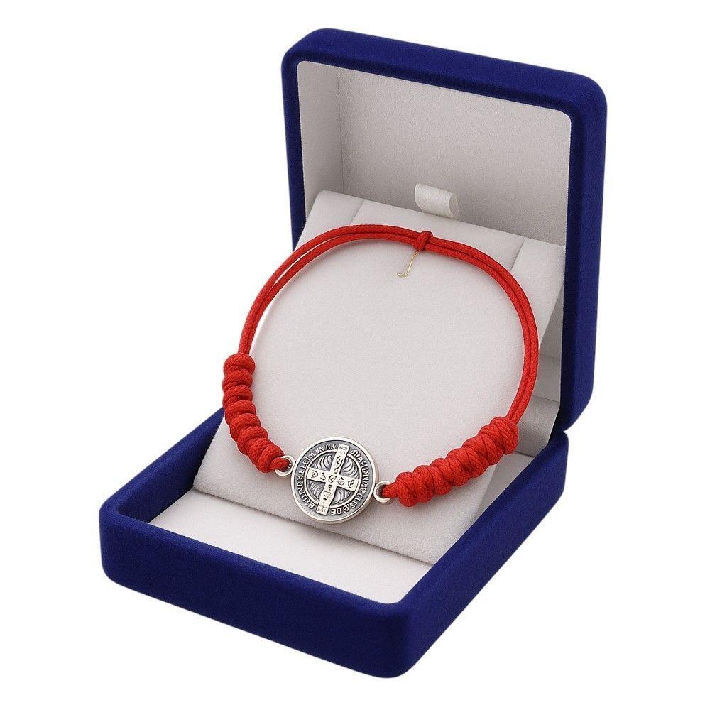 Pulsera Hilo Rojo Trenzado San Benito Acero-2