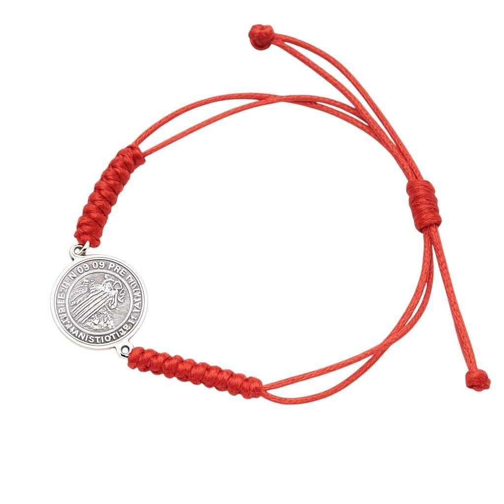 Pulsera Hilo Rojo Trenzado San Benito Acero-3