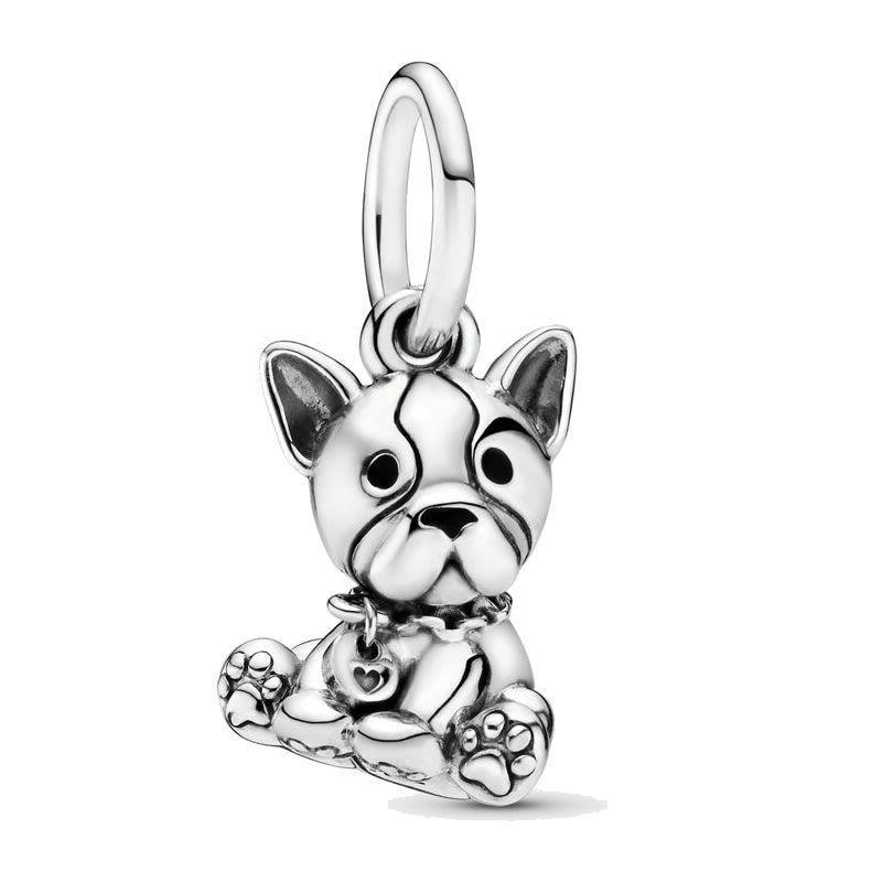Charm Dije Plata 925 Perro Bulldog Silver-0