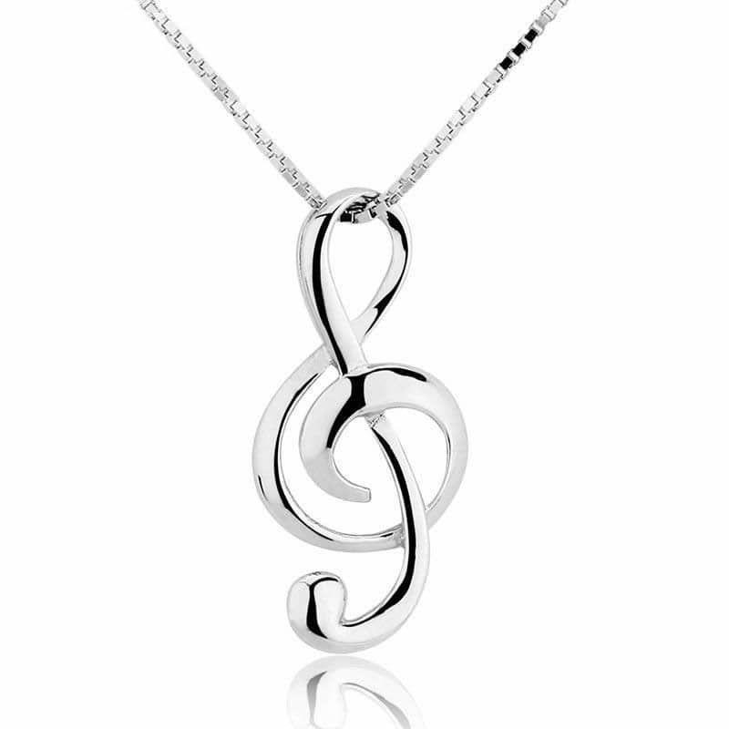 Collar Colgante Nota Musical Plata Fina 925-0