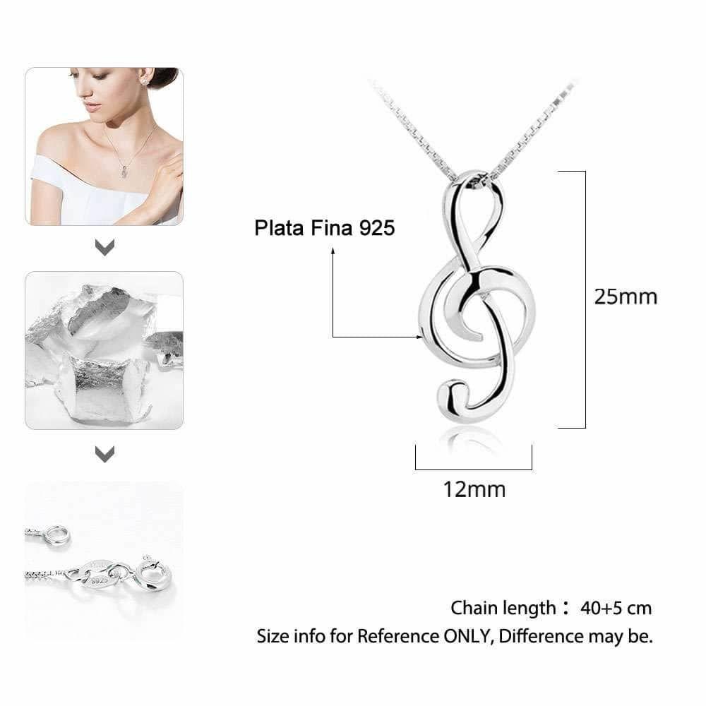 Collar Colgante Nota Musical Plata Fina 925-2